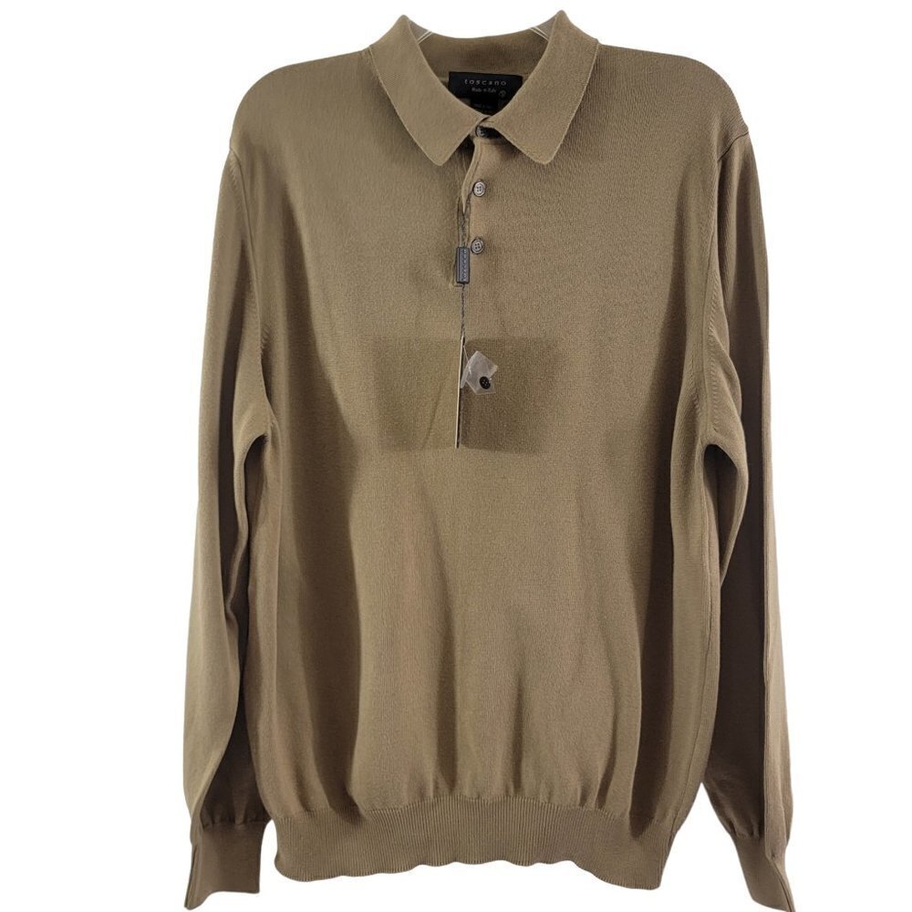 Toscano Italian Men's Cotton Blend Crew Neck Pullover Sweater - Small